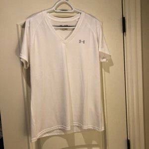 Under Armour White HeatGear V-Neck T-Shirt Size XL